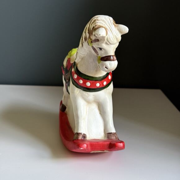 Vintage Rocking Horse Coin Piggy Bank  6.75" Enesco 1981 Hand Painted C1 - Picture 2 of 11